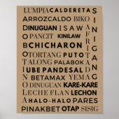 フィリピーノフードブラック&ブラウンタイポグラフィポスター ポスター (正面)