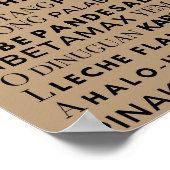 フィリピーノフードブラック&ブラウンタイポグラフィポスター ポスター (角)