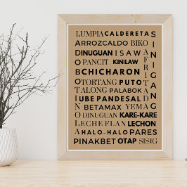 フィリピーノフードブラック&ブラウンタイポグラフィポスター ポスター