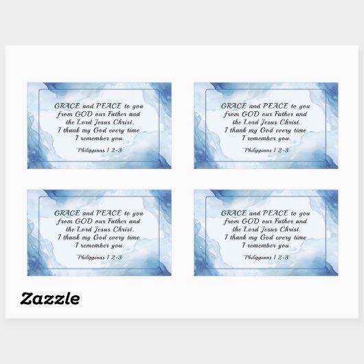 フィリピ人への手紙1:2-3 あなたがたに恵みと平和が与えられますように、聖書 長方形シール (シート)