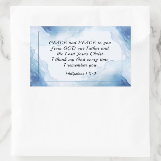 フィリピ人への手紙1:2-3 あなたがたに恵みと平和が与えられますように、聖書 長方形シール (バッグ)