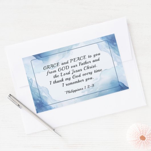 フィリピ人への手紙1:2-3 あなたがたに恵みと平和が与えられますように、聖書 長方形シール (封筒)