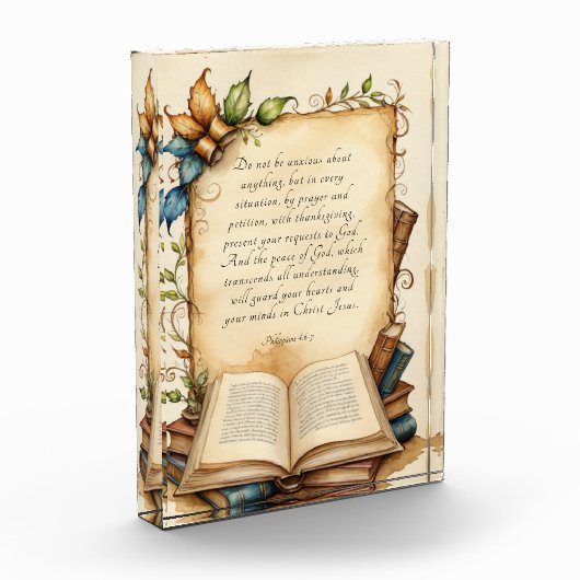 フィリピ人への手紙 4:6-7 キリスト教聖書の詩 美術 フォトブロック (左)