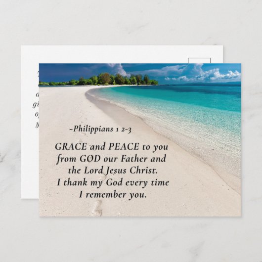 フィリピ 1:2 あなたがたに、恵みと平安が、与えられますように。聖書の箇所 ポストカード (正面/裏面)