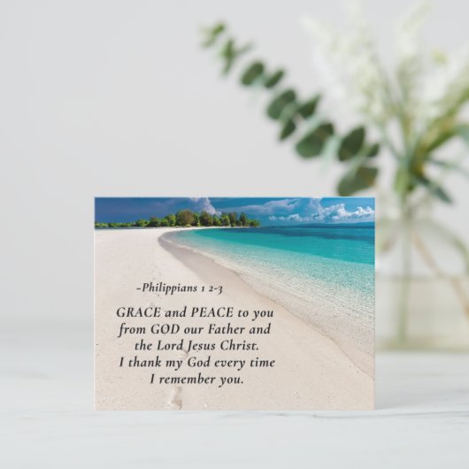 フィリピ 1:2 あなたがたに、恵みと平安が、与えられますように。聖書の箇所 ポストカード (スタンド正面)