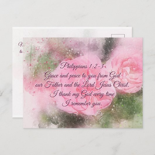 フィリピ 1:2  恵みと平和が、あなたがたにありますように。聖書 ポストカード (正面/裏面)
