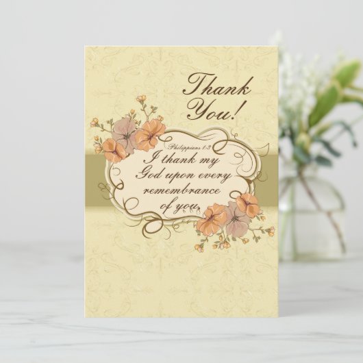 フィリピ 1:3 あなたを思い出すたびに、神に感謝します サンキューカード (スタンド正面)