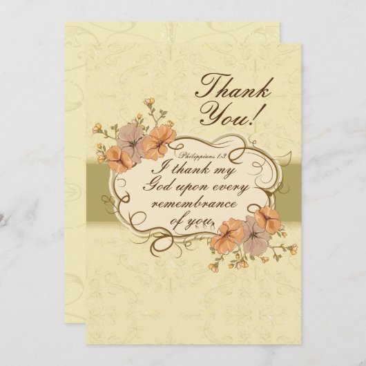 フィリピ 1:3 あなたを思い出すたびに、神に感謝します サンキューカード (正面/裏面)