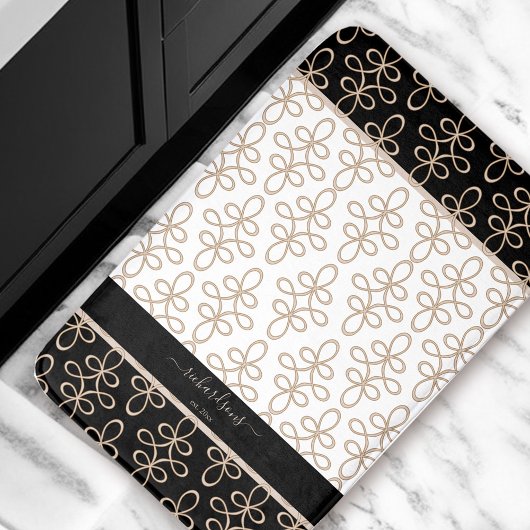 フィリーパターンモノグラムベージュブラックエレガント バスマット