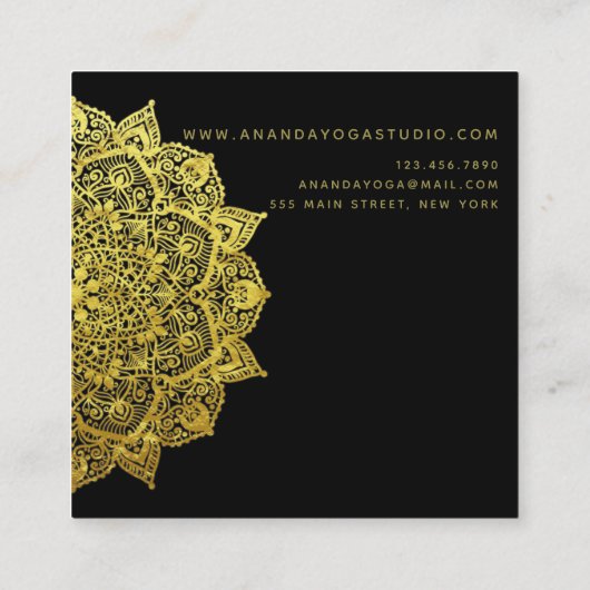 フィリ華美グリー金ゴールドブラックマンダラヨガインストラクター スクエア名刺 (裏面)