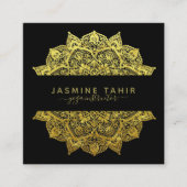 フィリ華美グリー金ゴールドブラックマンダラヨガインストラクター スクエア名刺 (正面)
