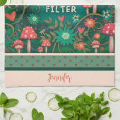 フィルおもしろいタなし引用文フローラキノコの緑の名前 キッチンタオル (折り畳み)