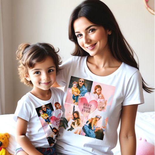 フィルタカスタム写真x4およびモノグラムハート tシャツ