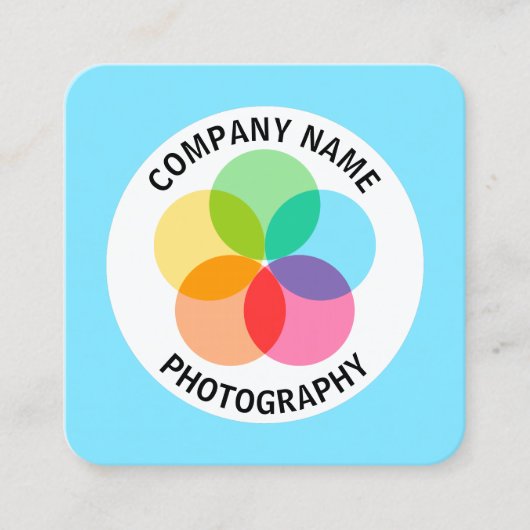 フィルターフラワー淡い色の – 青#7FE6FF スクエア名刺 (正面)