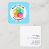 フィルターフラワー淡い色の – 青#7FE6FF スクエア名刺 (正面/裏面)