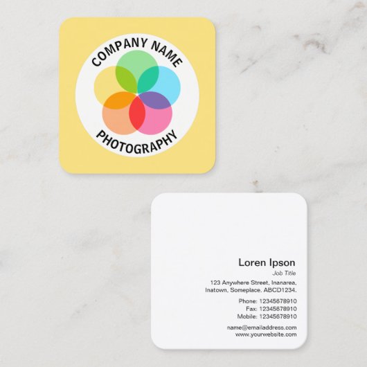 フィルターフラワー淡い色の – 黄色#FFE67F スクエア名刺 (正面/裏面)