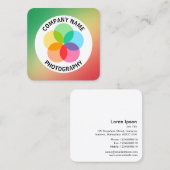 フィルターフラワー – グラディエントGrn、Yelw、赤 スクエア名刺 (正面/裏面)