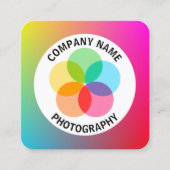 フィルターフラワー – グラデーションY、M、B、R、 スクエア名刺 (正面)