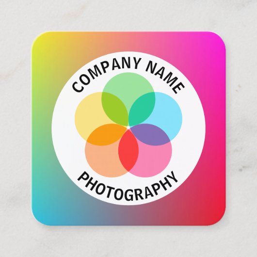 フィルターフラワー – グラデーションY、M、B、R、 スクエア名刺 (正面)
