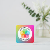 フィルターフラワー – グラデーションY、M、B、R、 スクエア名刺 (スタンド正面)