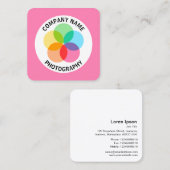 フィルターフラワー – ピンク#FF7FB2 スクエア名刺 (正面/裏面)