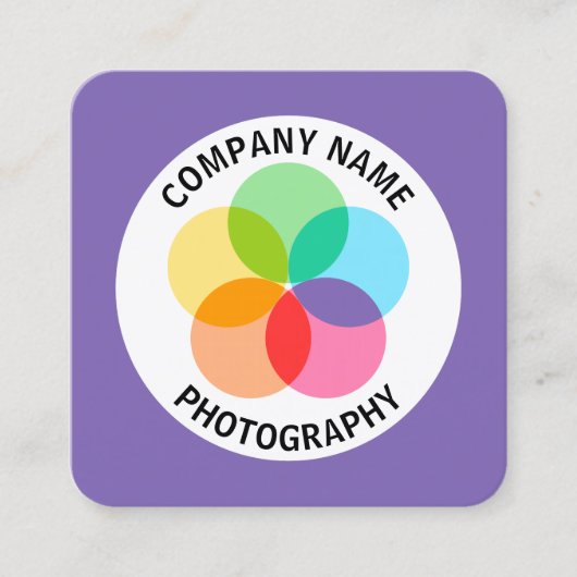 フィルターフラワー – 紫#7F66B2 スクエア名刺 (正面)
