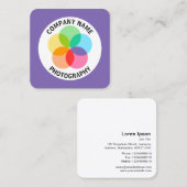 フィルターフラワー – 紫#7F66B2 スクエア名刺 (正面/裏面)