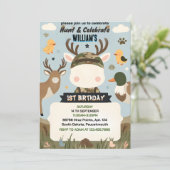 フィルドワイルド迷彩柄オーディアダック狩り1歳の誕生日 招待状 (スタンド正面)