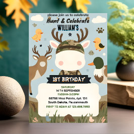 フィルドワイルド迷彩柄オーディアダック狩り1歳の誕生日 招待状