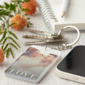 フィルパーソナライズされたターフォト&文字ロマンチック キーホルダー (正面右)