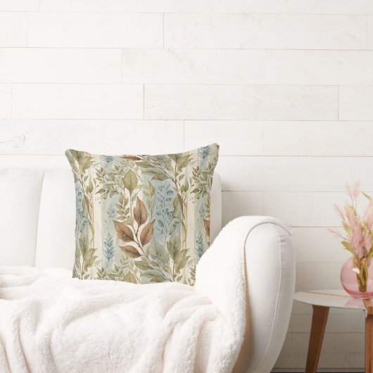 フィルマイセージ&ブラウン離れの上ストライプ クッション (ソファ)