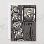 フィルムのストリップの写真のパネルの卒業の発表 招待状 (正面)