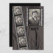 フィルムのストリップの写真のパネルの卒業の発表 招待状 (正面/裏面)