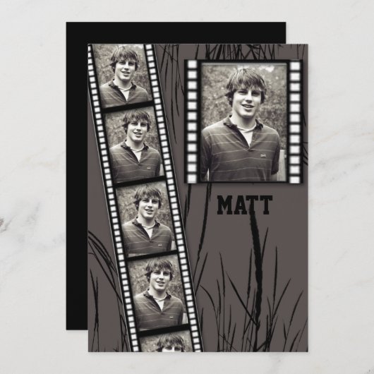 フィルムのストリップの写真のパネルの卒業の発表 招待状 (正面/裏面)