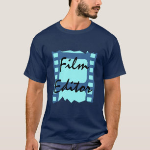 フィルムのフィルムのTシャツの切口を調査しているフィルムの編集者 Tシャツ