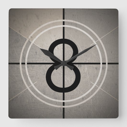 フィルムの秒読みの柱時計 スクエア壁時計 (正面)