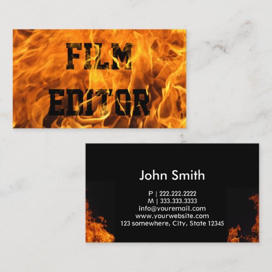 フィルムエディターフユニークラミング火災タイポグラフィ 名刺 (正面/裏面)