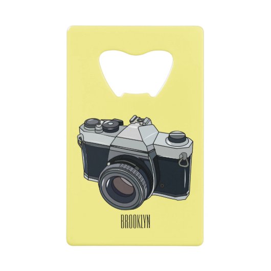 フィルムカメラ漫画イラストレーション クレジットカード栓抜き (正面)