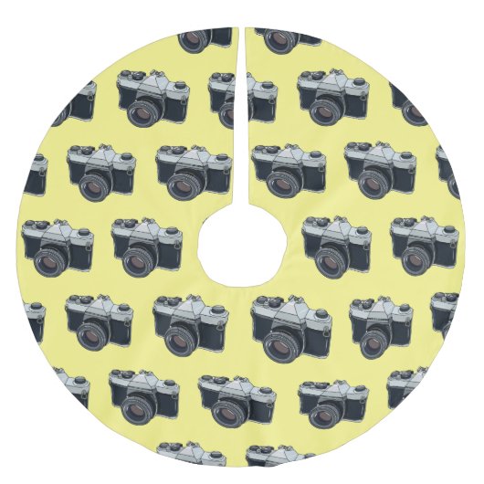 フィルムカメラ漫画イラストレーション ブラッシュドポリエステルツリースカート (正面)