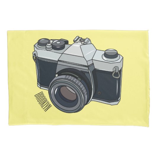 フィルムカメラ漫画イラストレーション 枕カバー (正面)