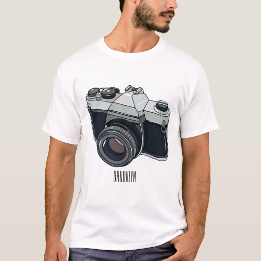 フィルムカメラ漫画イラストレーション Tシャツ (正面)