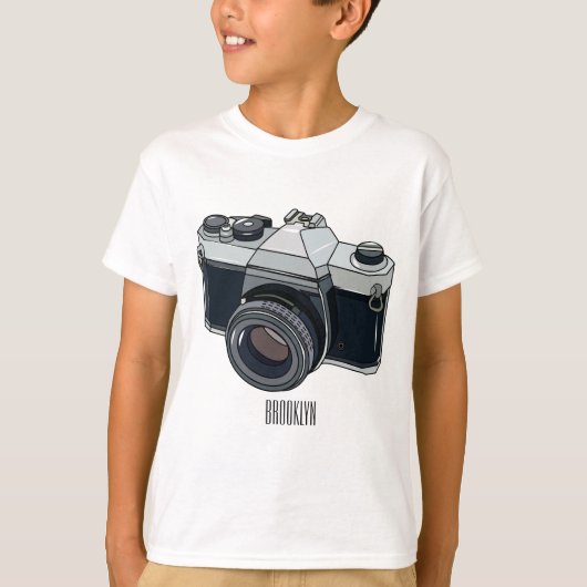 フィルムカメラ漫画イラストレーション Tシャツ (正面)
