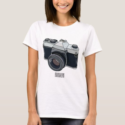 フィルムカメラ漫画イラストレーション Tシャツ (正面)