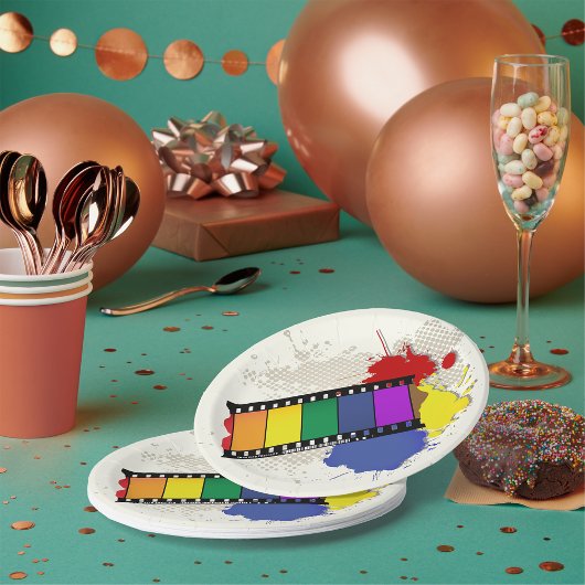 フィルムカラフルストリップ紙プレート ペーパープレート