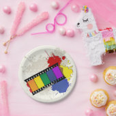 フィルムカラフルストリップ紙プレート ペーパープレート (パーティー)