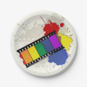 フィルムカラフルストリップ紙プレート ペーパープレート (正面)