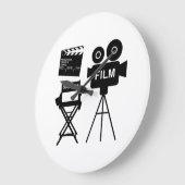 フィルムクルーのフラップディレクターの椅子のギフト映画製作者のために ラージ壁時計 (傾斜)