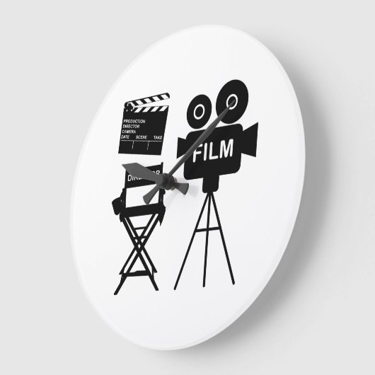 フィルムクルーのフラップディレクターの椅子のギフト映画製作者のために ラージ壁時計 (傾斜)