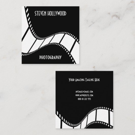 フィルムストリップシネマムービーリールプロフェッショナルテンプレート スクエア名刺 (正面/裏面)
