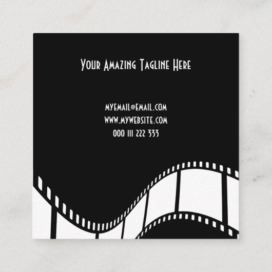 フィルムストリップシネマムービーリールプロフェッショナルテンプレート スクエア名刺 (裏面)